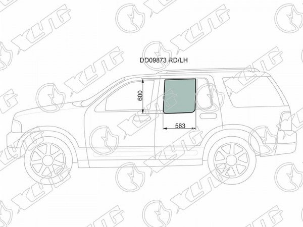 Стекло заднее левое опускное FORD EXPLORER 03-10 /LINCOLN AVIATOR 03-05