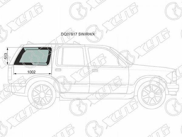 Стекло кузова (собачник) заднее правое FORD EXPLORER 5D 91-97