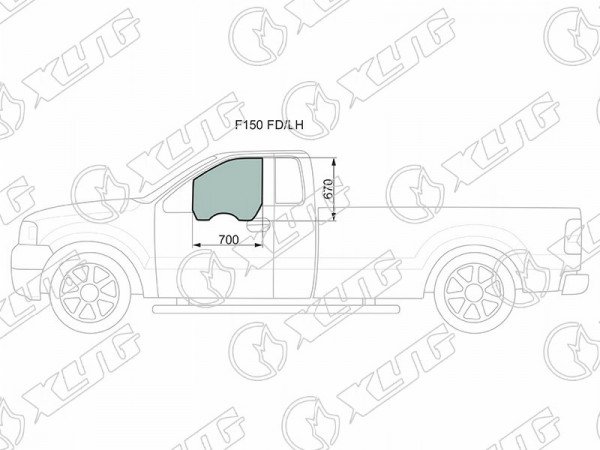 Стекло переднее левое опускное FORD F150 2 /4D (Standart cab) 04-08