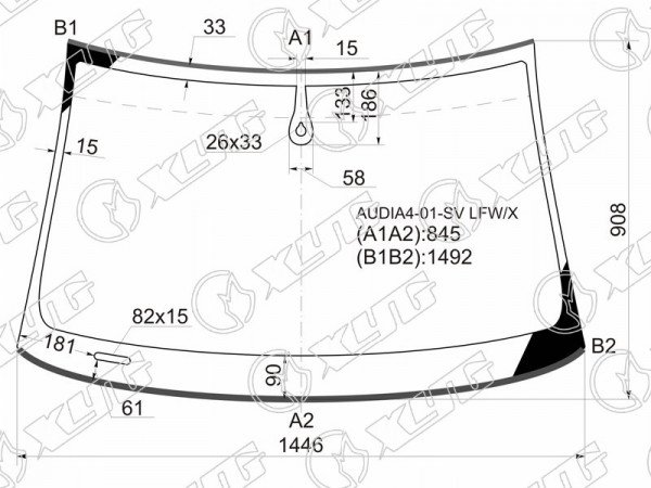 Стекло лобовое (Датчик дождя / Молдинг / 4D SED /5D WGN) Audi A4 00-09  / S4 04-08