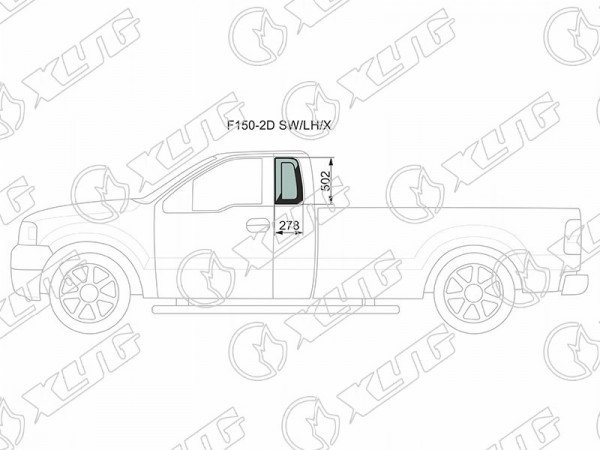 Стекло кузова (собачник) заднее левое FORD F150 /250 /350 2D 04-08