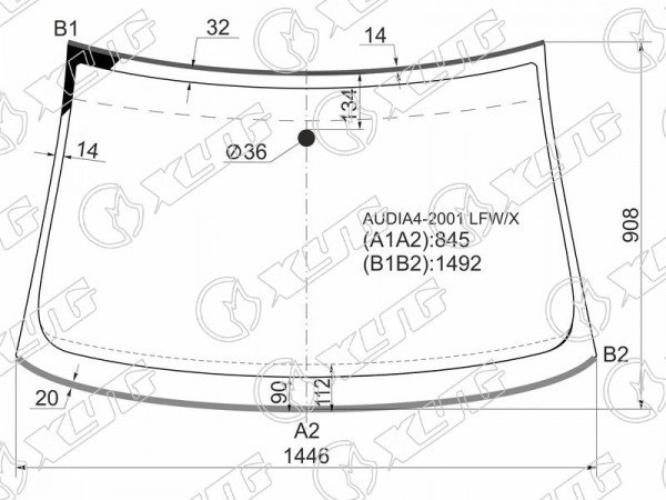 Стекло лобовое (Молдинг) Audi A4 00-09  / S4 03-08