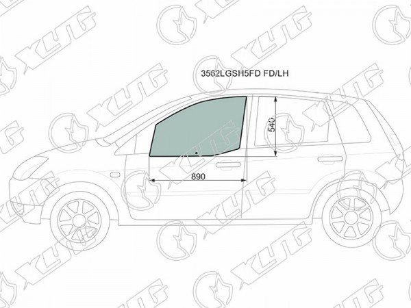 Стекло переднее левое опускное FORD FIESTA 5D 01-08