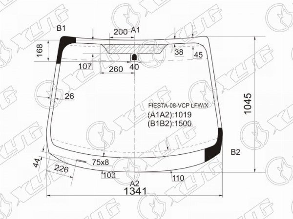 Стекло лобовое FORD FIESTA 3 /4 /5D 08-