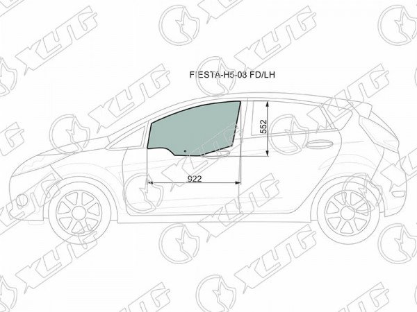 Стекло переднее левое опускное FORD FIESTA 5D 08-