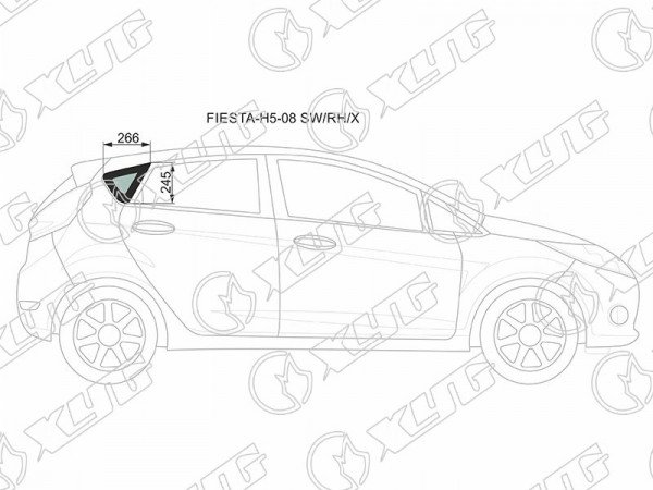 Стекло кузова (собачник) заднее правое FORD FIESTA 5D 08-