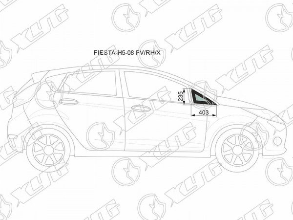 Стекло форточки (уголок ) переднее правое FORD FIESTA 5D 08-