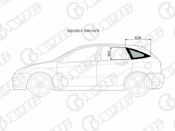 Стекло кузова (собачник) заднее левое FORD FOCUS (I) 5D HBK 98-05