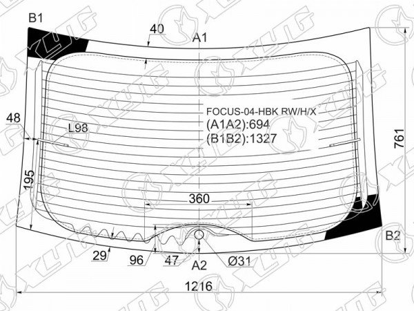 Стекло заднее (Цвет зеленый / Обогрев / 3 /5D HBK) Ford Focus 04-08