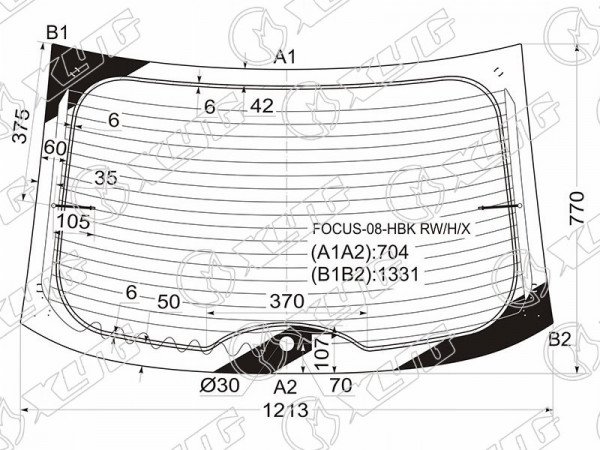 Стекло заднее с обогревом FORD FOCUS II 3 /5D HBK 08-11