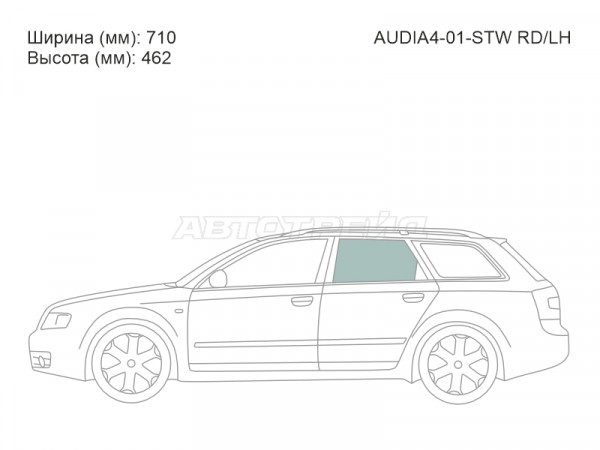 Стекло боковое опускное (Сзади / Слева / Цвет зеленый) Audi A4 00-09  / S4 03-08