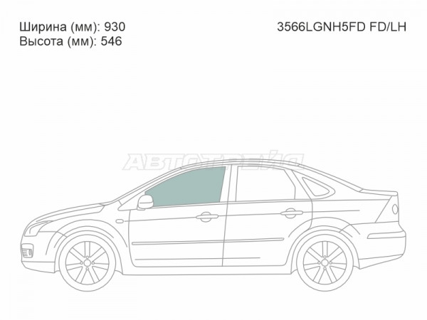 Стекло боковое опускное (Спереди / Слева / Цвет зеленый) Ford Focus 04-11