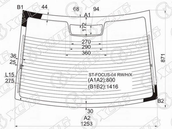 Стекло заднее с обогревом FORD FOCUS II 4D 05-11