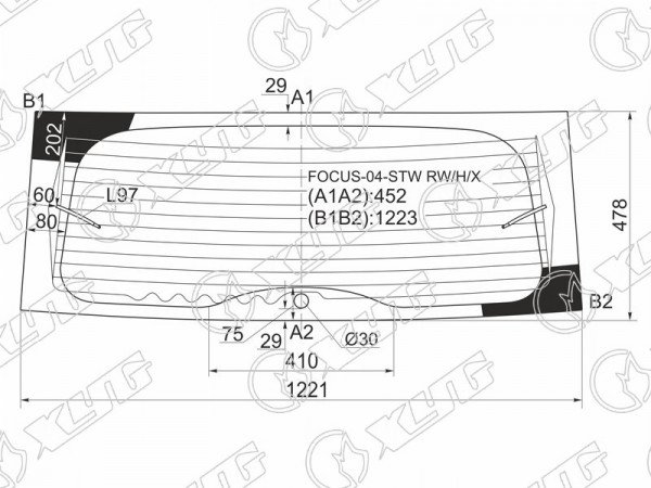 Стекло заднее с обогревом FORD FOCUS II 5D WGN 05-11