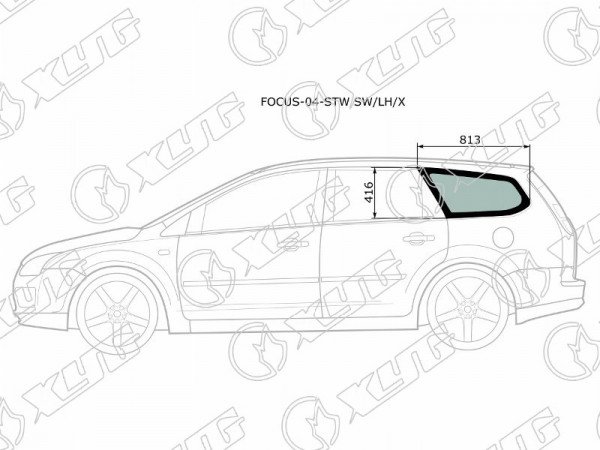 Стекло кузова (собачник) заднее левое FORD FOCUS II 5D WGN 05-11