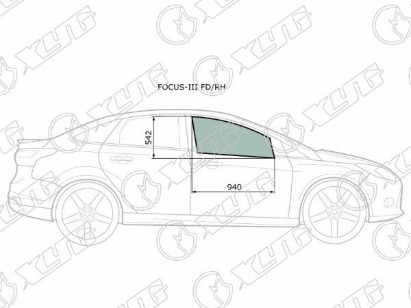 Стекло переднее правое опускное FORD FOCUS III 4 /5D HBK 11-19