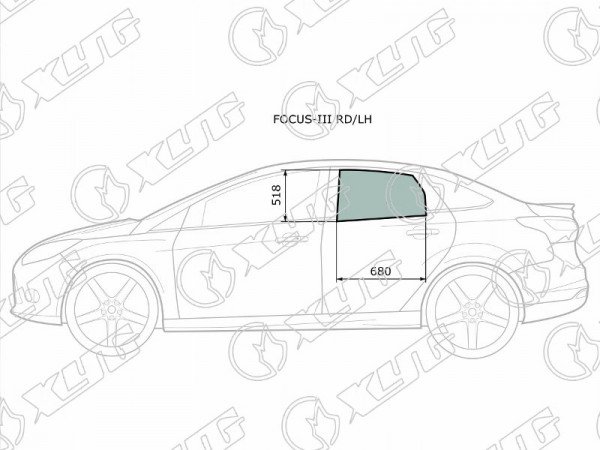 Стекло заднее левое опускное FORD FOCUS III 4 /5D HBK 11-19