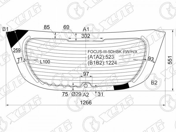 Стекло заднее (Цвет зеленый / Обогрев / Антенна / 5D HBK) Ford Focus 10-15