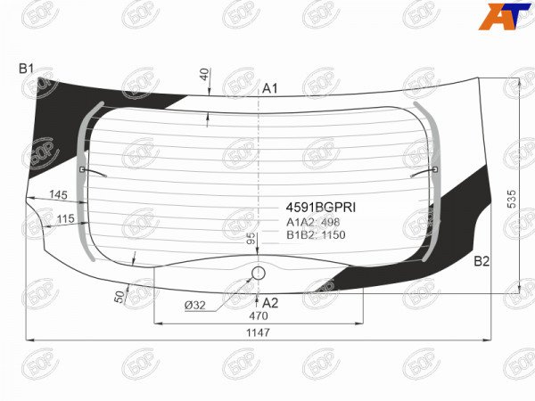 Стекло заднее с обогревом (темное) LADA X-RAY 15-