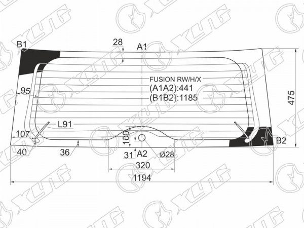 Стекло заднее с обогревом FORD FUSION 02-12