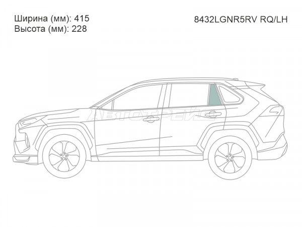 Стекло форточки (Сзади / Слева / Цвет зеленый) Toyota RAV4 (XA50) 18-  / Wildlander 19-25
