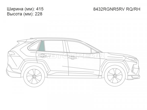 Стекло форточки (Сзади / Справа / Цвет зеленый) Toyota RAV4 (XA50) 18-  / Wildlander 19-25
