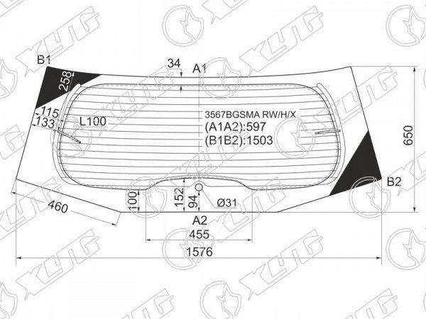 Стекло заднее (Цвет зеленый / Обогрев) Ford Galaxy 06-15