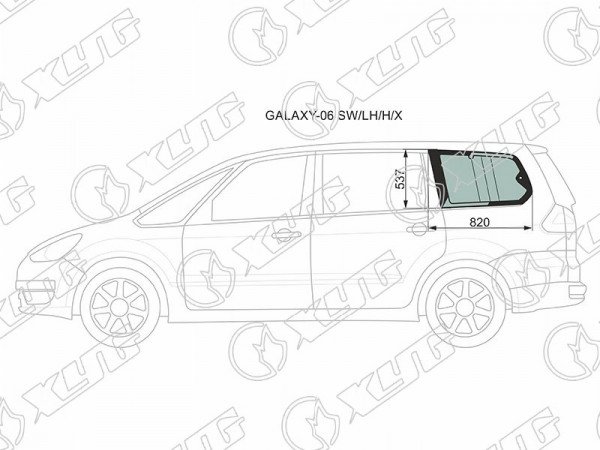 Стекло кузова боковое (не опускное) (Слева / Цвет зеленый) Ford Galaxy 06-15