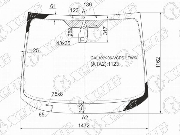 Стекло лобовое (Датчик дождя / 06-13) Ford Galaxy 06-15