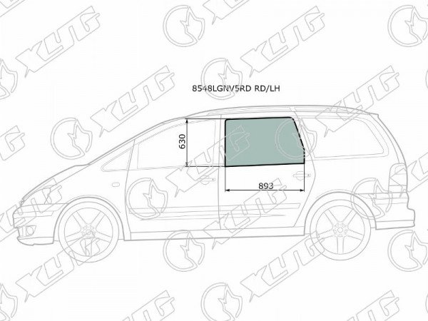 Стекло заднее левое опускное FORD GALAXY 95-06 /VOLKSWAGEN SHARAN 95-09