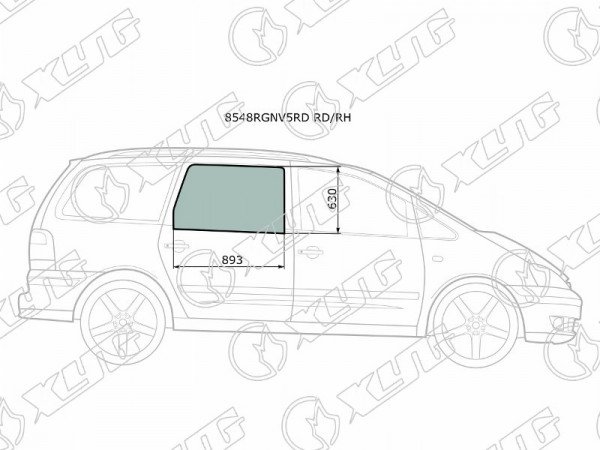 Стекло заднее правое опускное FORD GALAXY 95-06 /VOLKSWAGEN SHARAN 95-09