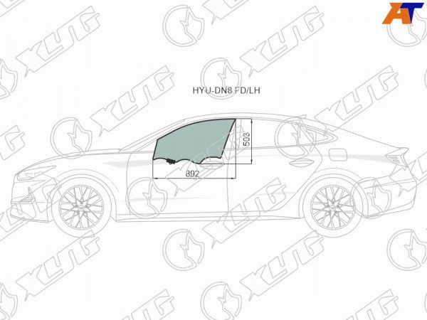 Стекло переднее левое опускное HYUNDAI SONATA (DN8) 4D 20-