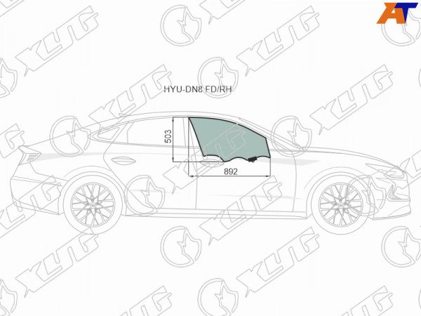 Стекло переднее правое опускное HYUNDAI SONATA (DN8) 4D 20-