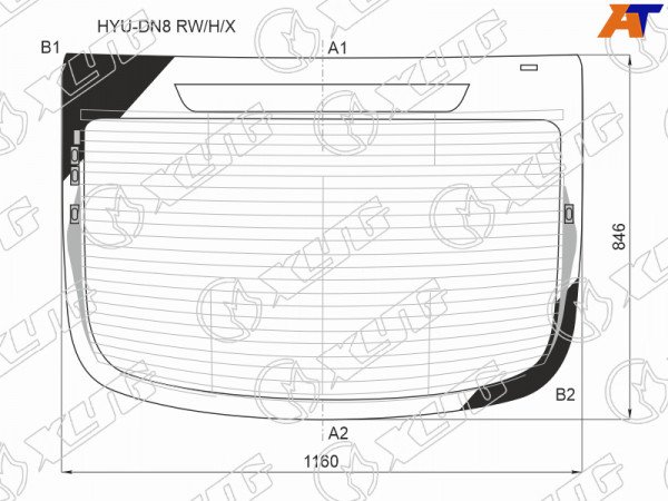Стекло заднее (Цвет зеленый / Обогрев / Антенна) Hyundai Sonata 19-