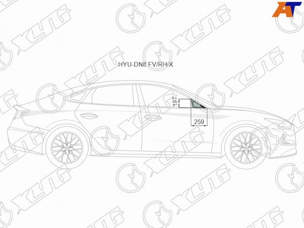 Стекло форточки (Спереди / Справа / Цвет зеленый) Hyundai Sonata 19-