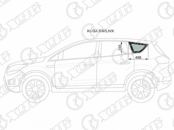 Стекло кузова (собачник) заднее левое FORD KUGA 08-12