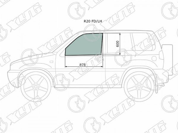 Стекло переднее левое опускное NISSAN TERRANO II / MISTRAL 3 /5D 93-06 /FORD MAVERICK 3 /5D 93-98