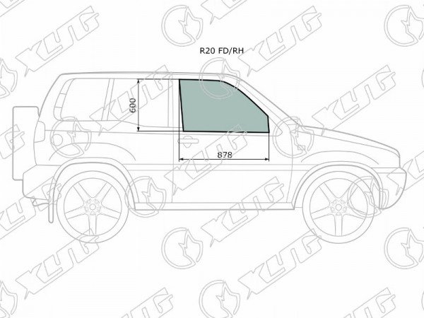 Стекло переднее правое опускное NISSAN TERRANO II / MISTRAL 3 /5D 93-06 /FORD MAVERICK 3 /5D 93-98