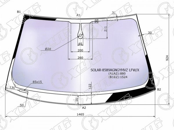 Стекло лобовое атермальное + дд AUDI A4 / S4 / RS4 4 /5D 12-15 (Solar-X защита от ультрафиолета)