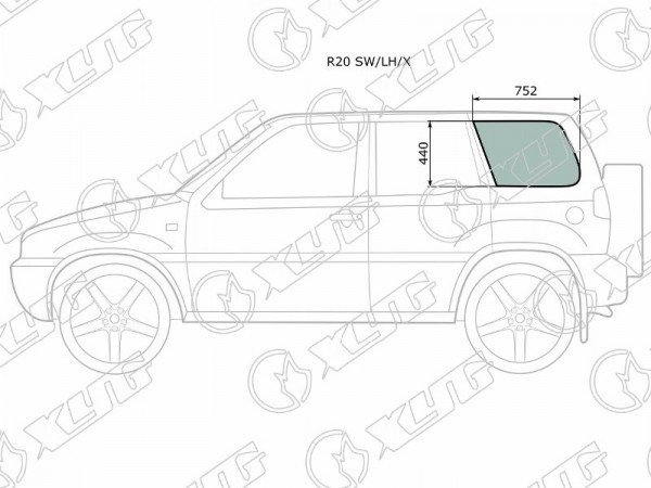 Стекло кузова (собачник) заднее левое NISSAN TERRANO II / MISTRAL 5D 93-06 /FORD MAVERICK 5D 93-98