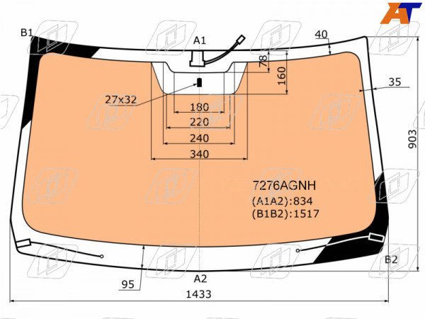 Стекло лобовое (Обогрев полный) Nissan Terrano 14-22  / Renault Duster 10-21