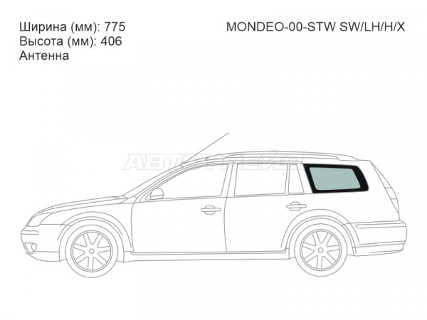Стекло кузова боковое (не опускное) (Слева / Цвет зеленый) Ford Mondeo 00-07