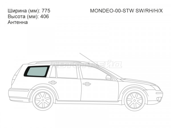 Стекло кузова боковое (не опускное) (Справа / Цвет зеленый) Ford Mondeo 00-07