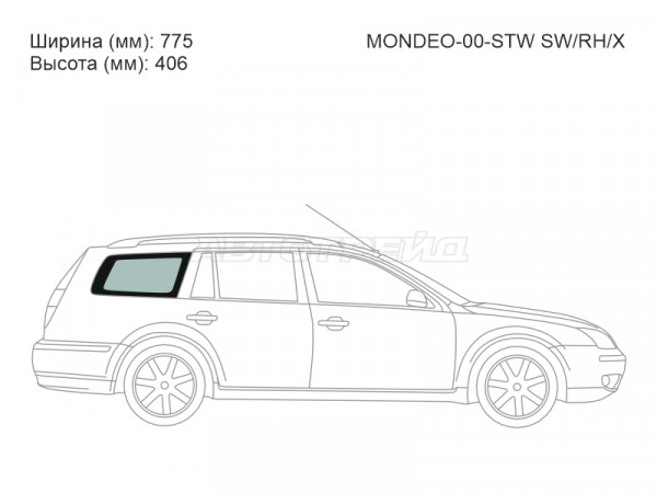 Стекло кузова боковое (не опускное) (Справа / Цвет зеленый) Ford Mondeo 00-07