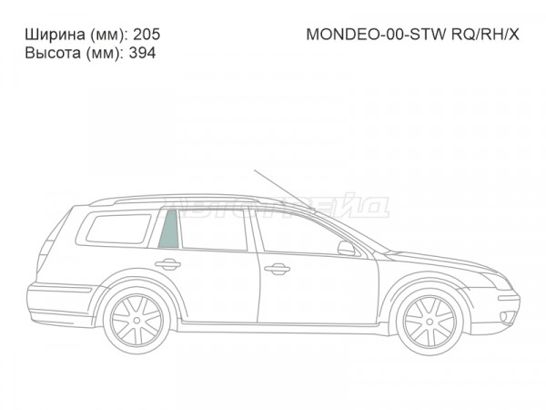 Стекло форточки (Сзади / Справа / Цвет зеленый) Ford Mondeo 00-07