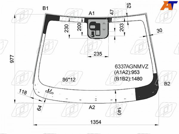 Стекло лобовое (Датчик дождя / Молдинг) Opel Mokka 12-19  / Buick Encore 12-22