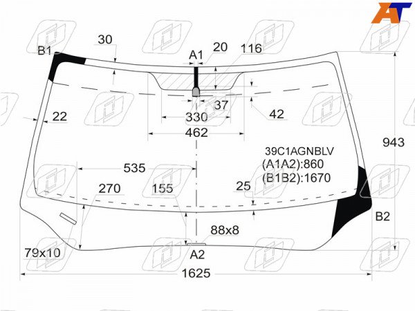 Стекло лобовое Honda Pilot 08-15