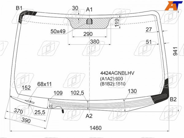 Стекло лобовое (Обогрев щеток) Kia Sportage 06-10