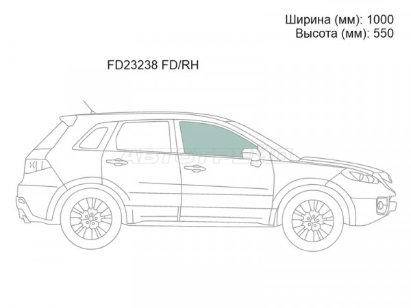 Стекло боковое опускное (Спереди / Справа / Цвет зеленый) Acura RDX 06-12