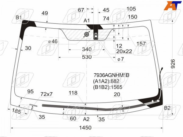 Стекло лобовое (Обогрев щеток / Датчик дождя) Subaru Legacy 09-15  / Outback 09-15